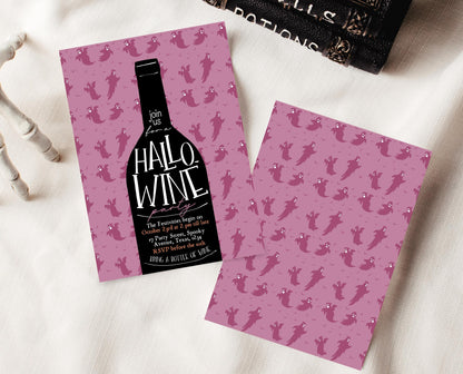 Editable Halloween Wine Invitation, Haunted House Party Invite, Hallo-wine, Printable Halloween Alcohol Invite, Halloween House Party Invite