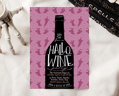 Editable Halloween Wine Invitation, Haunted House Party Invite, Hallo-wine, Printable Halloween Alcohol Invite, Halloween House Party Invite