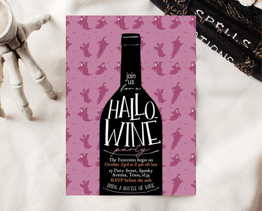 Editable Halloween Wine Invitation, Haunted House Party Invite, Hallo-wine, Printable Halloween Alcohol Invite, Halloween House Party Invite