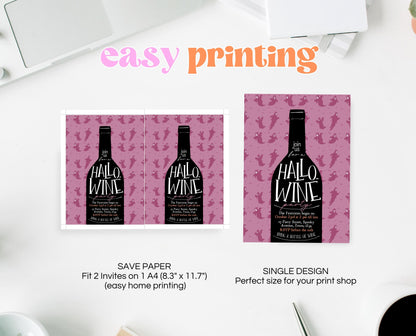 Editable Halloween Wine Invitation, Haunted House Party Invite, Hallo-wine, Printable Halloween Alcohol Invite, Halloween House Party Invite