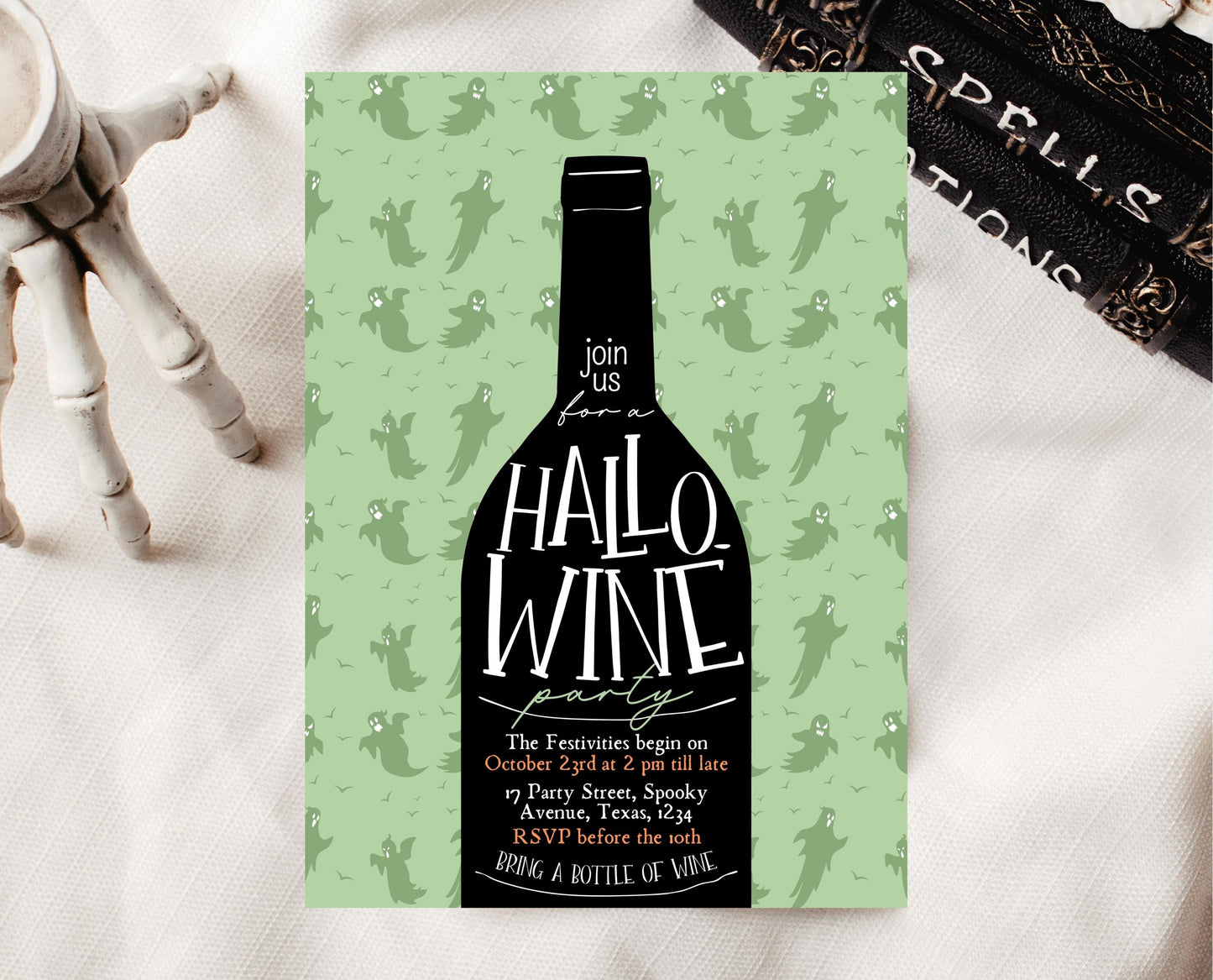 Editable Halloween Wine Invitation, Haunted House Party Invite, Hallo-wine, Printable Halloween Alcohol Invite, Halloween House Party Invite