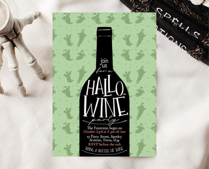 Editable Halloween Wine Invitation, Haunted House Party Invite, Hallo-wine, Printable Halloween Alcohol Invite, Halloween House Party Invite