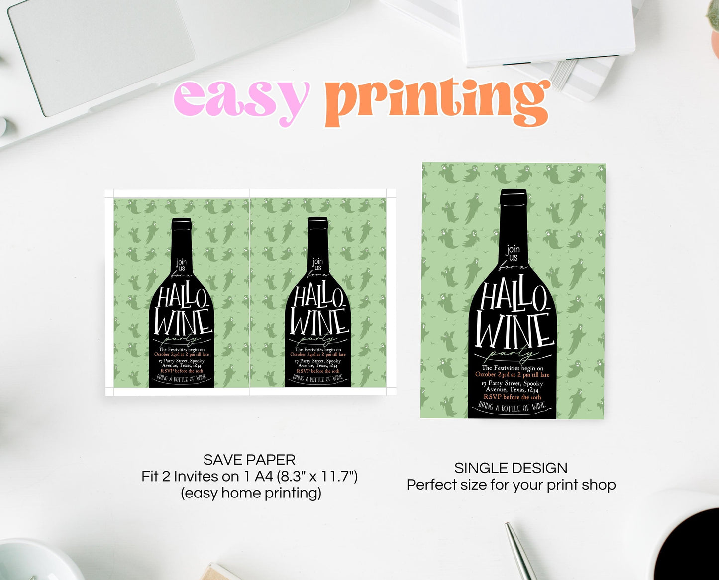 Editable Halloween Wine Invitation, Haunted House Party Invite, Hallo-wine, Printable Halloween Alcohol Invite, Halloween House Party Invite