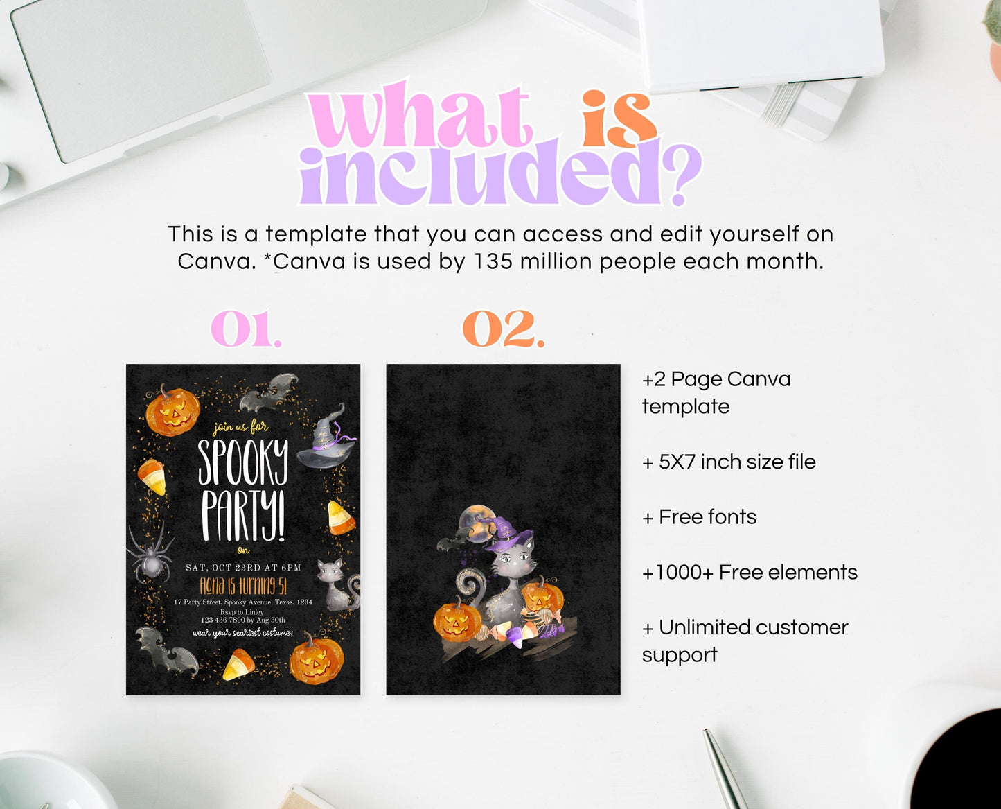 Editable Spooky Party Invitation, Minimal Halloween Invitation, Printable Halloween Candy Invite, Halloween Pumpkin Party Invitation