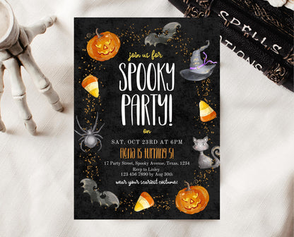 Editable Spooky Party Invitation, Minimal Halloween Invitation, Printable Halloween Candy Invite, Halloween Pumpkin Party Invitation