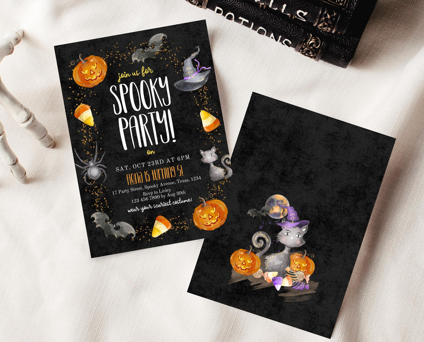 Editable Spooky Party Invitation, Minimal Halloween Invitation, Printable Halloween Candy Invite, Halloween Pumpkin Party Invitation