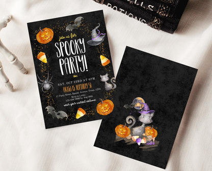 Editable Spooky Party Invitation, Minimal Halloween Invitation, Printable Halloween Candy Invite, Halloween Pumpkin Party Invitation