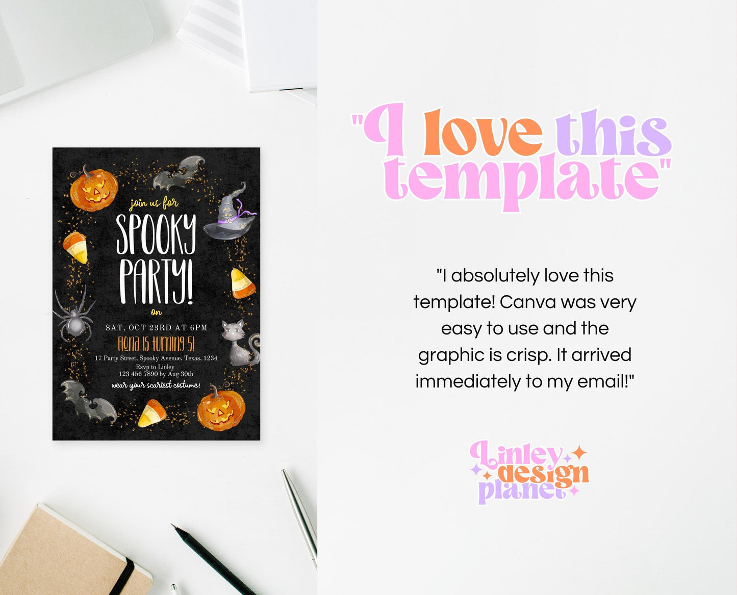 Editable Spooky Party Invitation, Minimal Halloween Invitation, Printable Halloween Candy Invite, Halloween Pumpkin Party Invitation