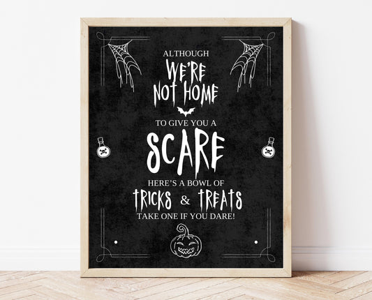 Editable Halloween Trick Or Treat Sign, Halloween Away From Home Sign, Printable Halloween Sign, Please Take One Sign Halloween, Download