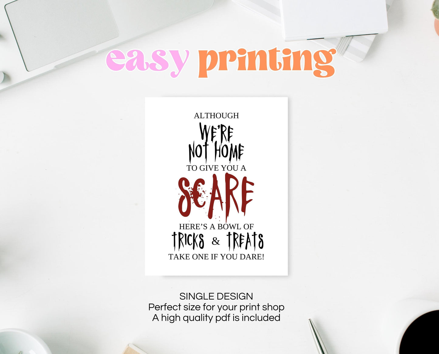 Editable Halloween Trick Or Treat Sign, Halloween Away From Home Sign, Printable Halloween Sign, Please Take One Sign Halloween, Download