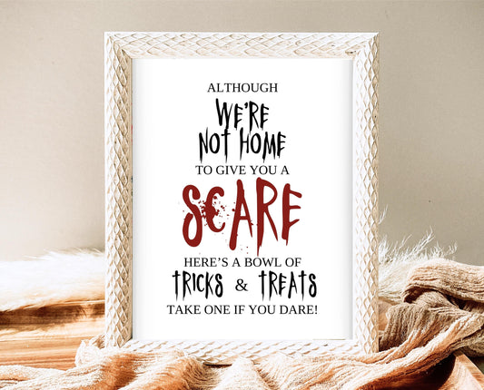 Editable Halloween Trick Or Treat Sign, Halloween Away From Home Sign, Printable Halloween Sign, Please Take One Sign Halloween, Download