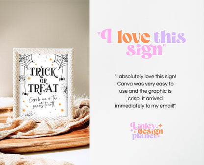Printable Please Take One Treat Sign, Halloween Trick-Or-Treat Sign, Passing Out Candy, Please Take a Treat Sign, Halloween Candy Sign