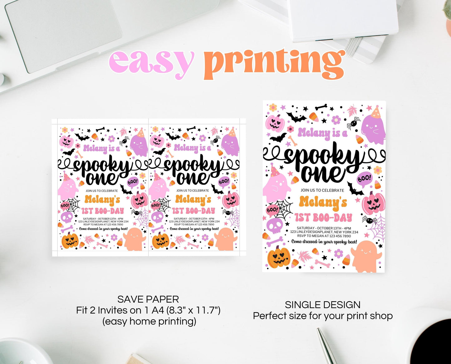 Editable Halloween Spooky One Birthday Invitation, Halloween First Birthday Invitation, Spooky Invitation, Halloween Invite Template, PHBP01