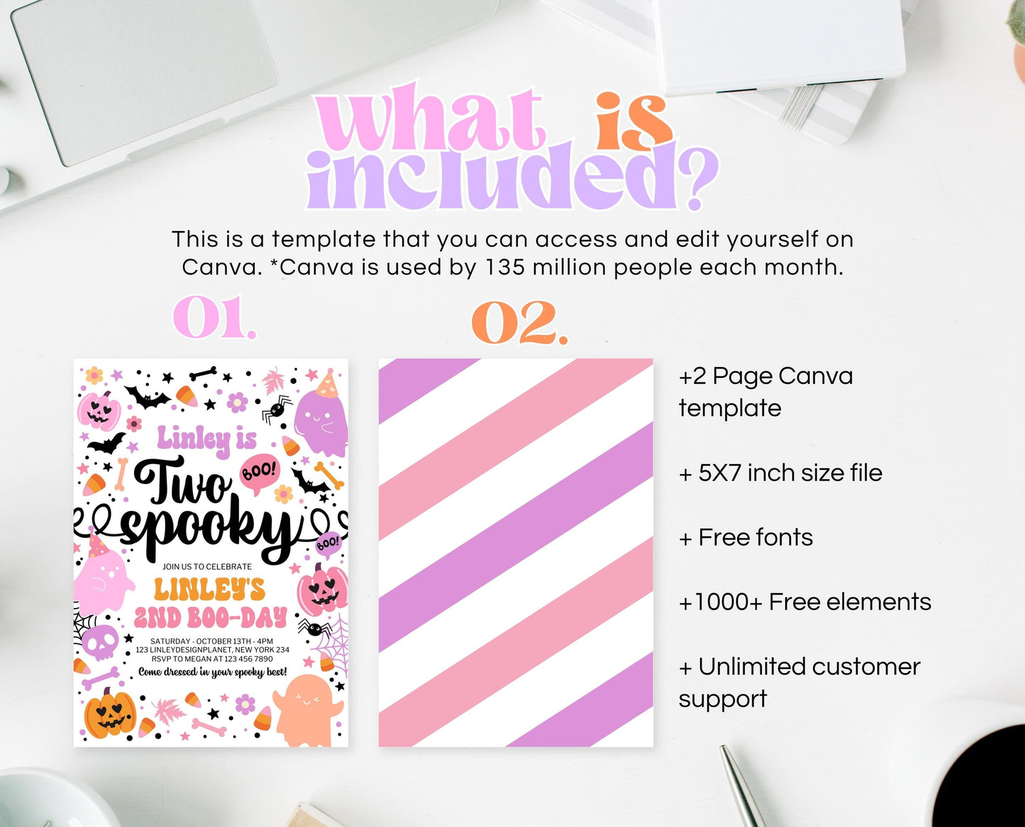Editable Two Spooky Birthday Invitation, Halloween Second Birthday Invitation, Spooky 2nd Invitation, Halloween Invite Template, PHBP01