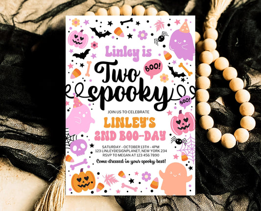 Editable Two Spooky Birthday Invitation, Halloween Second Birthday Invitation, Spooky 2nd Invitation, Halloween Invite Template, PHBP01