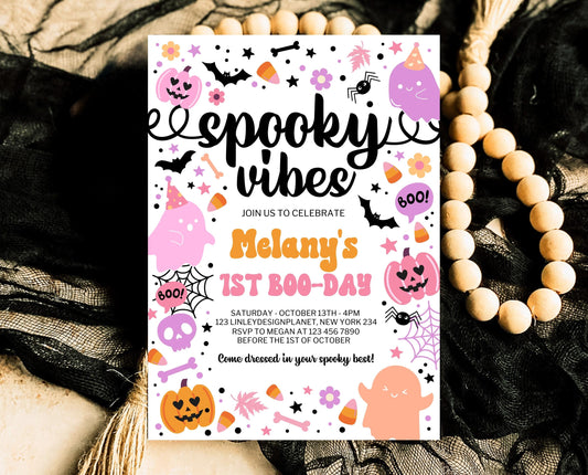 Editable Spooky Vibes Birthday Invitation, Halloween Birthday Invitation, Spooky Invitation, Halloween Invite Template, Printable, PHBP01