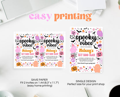 Editable Spooky Vibes Birthday Invitation, Halloween Birthday Invitation, Spooky Invitation, Halloween Invite Template, Printable, PHBP01