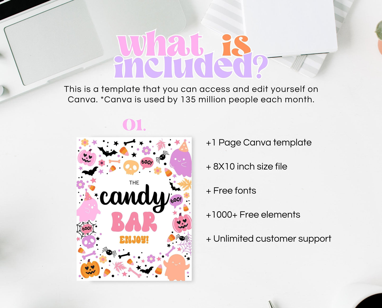 Candy Bar Sign Spooky Birthday, Halloween Birthday Candy Sign, Spooky Party Sign, Pink And Purple Halloween Decor, Printable, PHBP01
