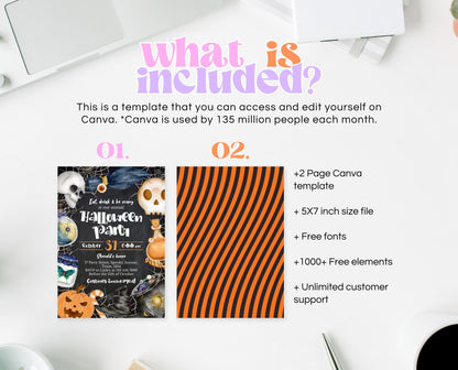 Editable Halloween Invitation, Spooky Halloween Party Invite, Printable Halloween Family Invite, Scary Halloween Invitation, Dark Invite