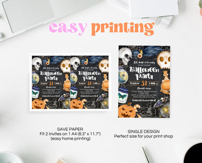 Editable Halloween Invitation, Spooky Halloween Party Invite, Printable Halloween Family Invite, Scary Halloween Invitation, Dark Invite
