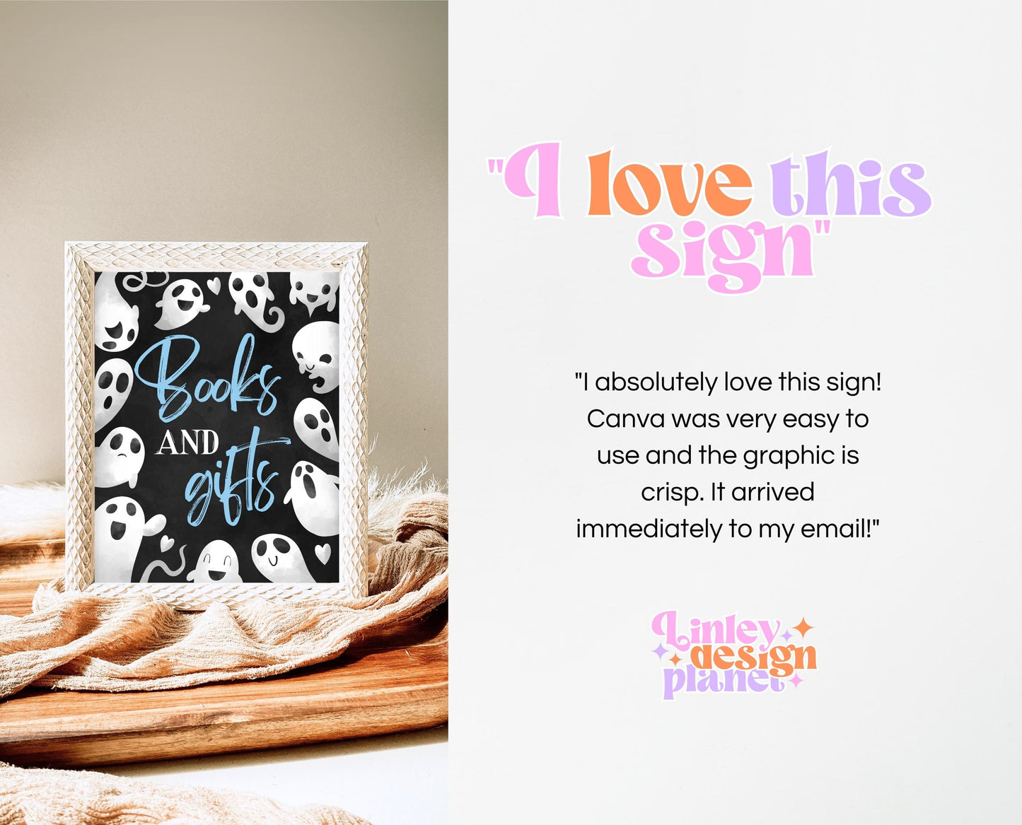 Books And Gifts Sign Halloween Baby Shower, Halloween Baby Shower Sign, Printable Halloween Sign, Blue Boy Halloween Baby Shower, HBSC03