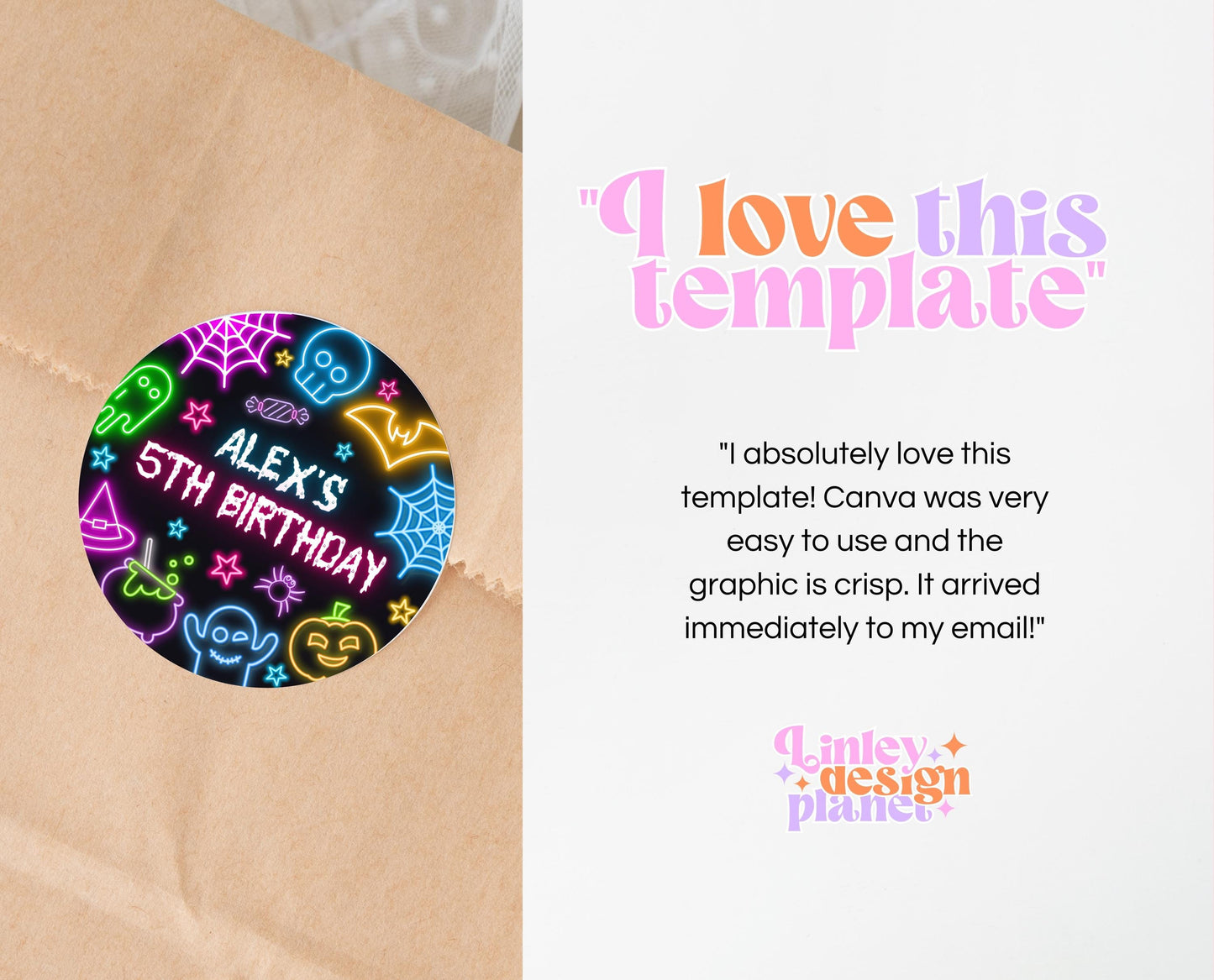 Neon Halloween Birthday Cupcake Toppers, Spooky Halloween Party Cake Topper, Printable Neon Halloween Cake Topper, Neon Halloween, NHBP01