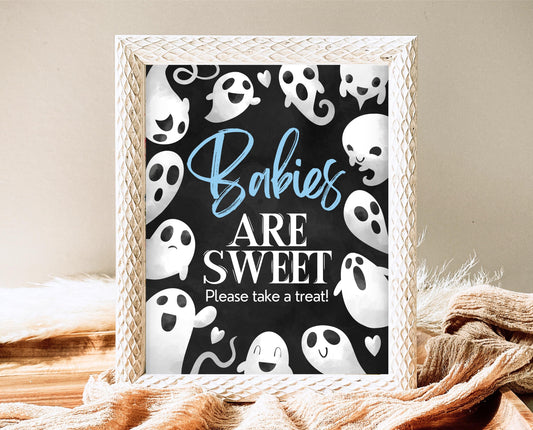 Babies Are Sweet Sign Halloween Baby Shower, Halloween Baby Shower Sign, Printable Halloween Sign, Blue Boy Halloween Baby Shower, HBSC03