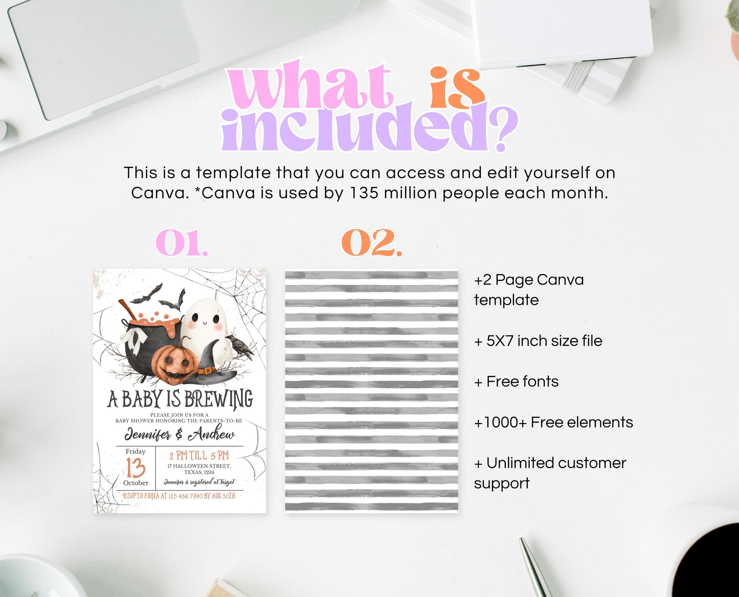 Editable A Baby is Brewing Halloween Invitation, Gender Neutral Halloween Baby Shower Invitation Template, Witch Baby Shower Invite, HBSC01