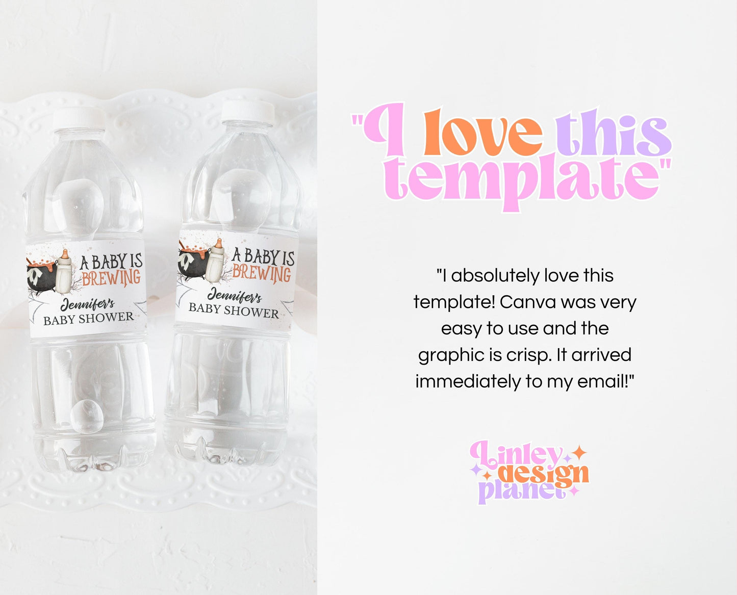 Editable Halloween Baby Shower Water Bottle Label, Halloween Baby Shower Party, Printable Halloween Bottle Labels, HBSC01