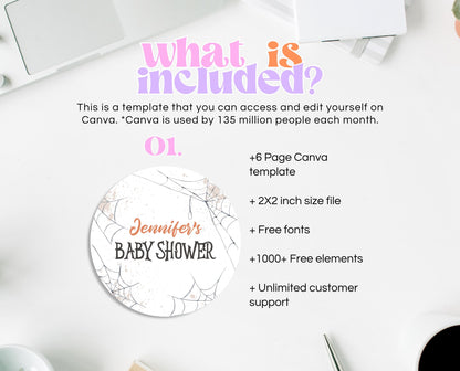 Editable A Baby Is Brewing Halloween Baby Shower Cupcake Toppers, Halloween Party Decorations, A Baby Is Brewing Cupcake Toppers, HBSC01