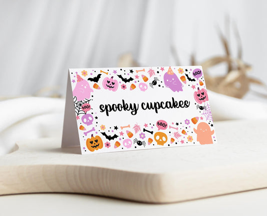 Editable Spooky Birthday Food Label, Halloween Birthday Tent Cards, Spooky Party Table Cards, Halloween Tags Template, Printable, PHBP01