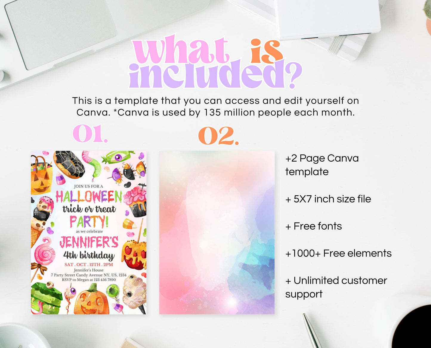Editable Halloween Candy Birthday Invitation, Halloween Sweets Birthday, Trick Or Treat Invite, Halloween Invite Template, Printable, CHBP01