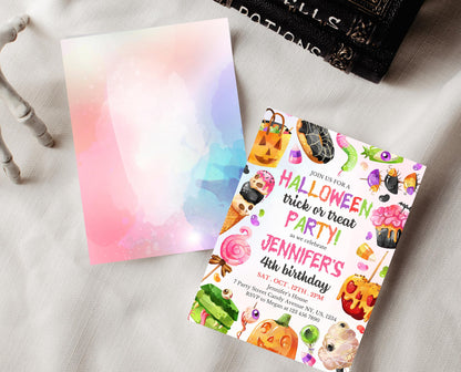 Editable Halloween Candy Birthday Invitation, Halloween Sweets Birthday, Trick Or Treat Invite, Halloween Invite Template, Printable, CHBP01