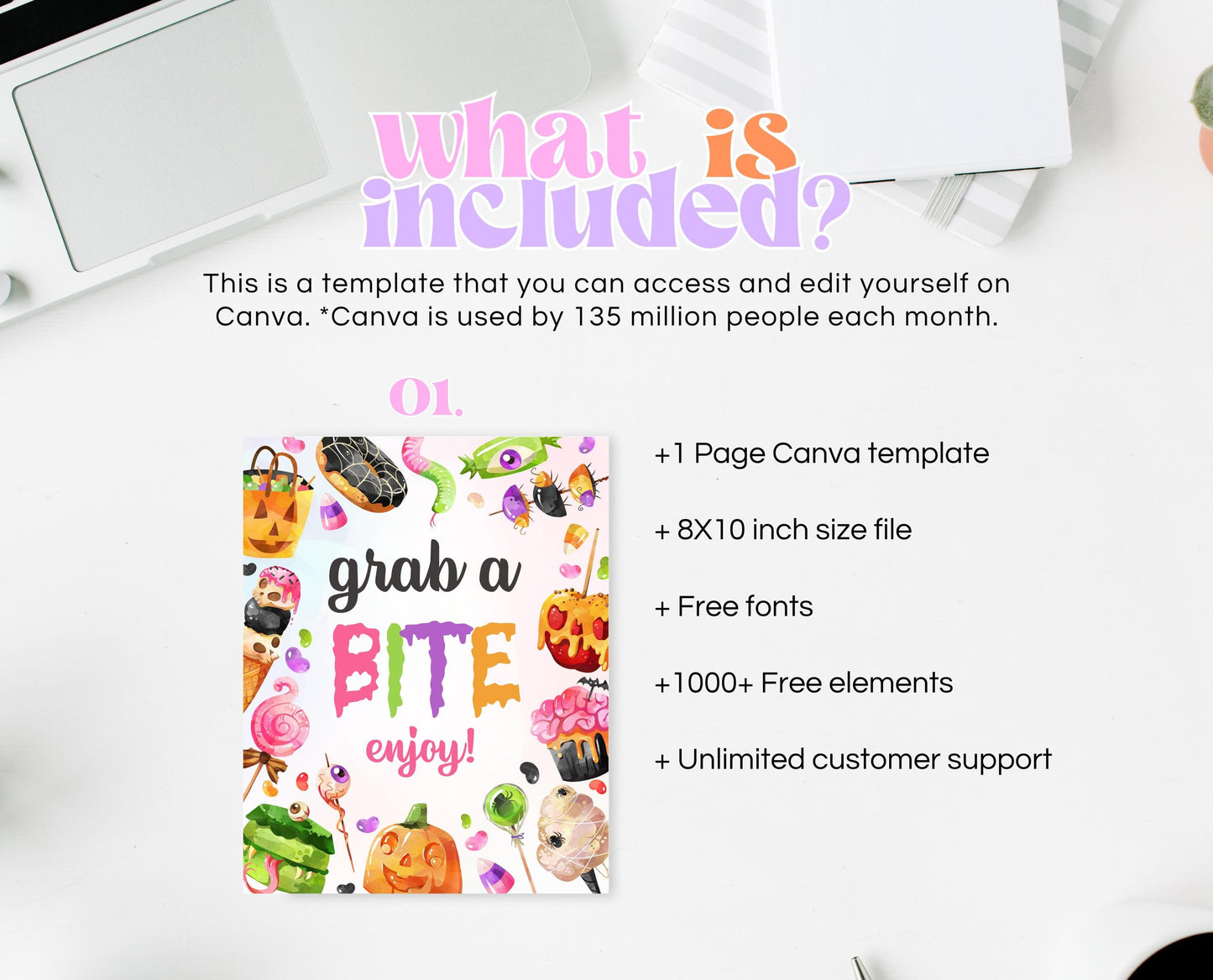 Grab A Bite Sign Halloween Candy Birthday, Halloween Birthday Food Sign, Halloween Sweets, Pink Candy Halloween Decor, Printable, CHBP01