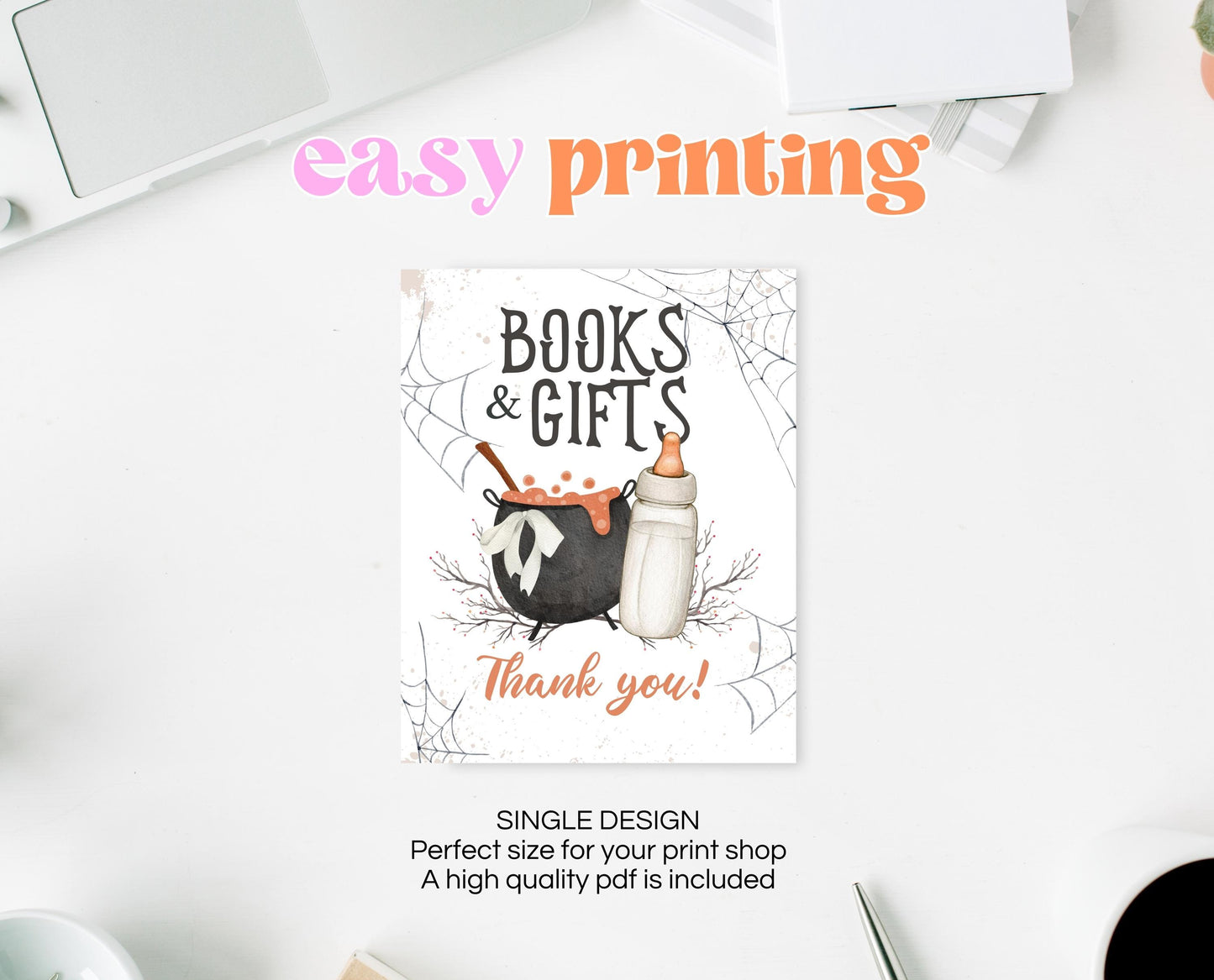 Books & Gifts Sign Halloween Baby Shower, Halloween Baby Shower Sign, Printable Halloween Sign, A Baby Is Brewing Halloween, HBSC01