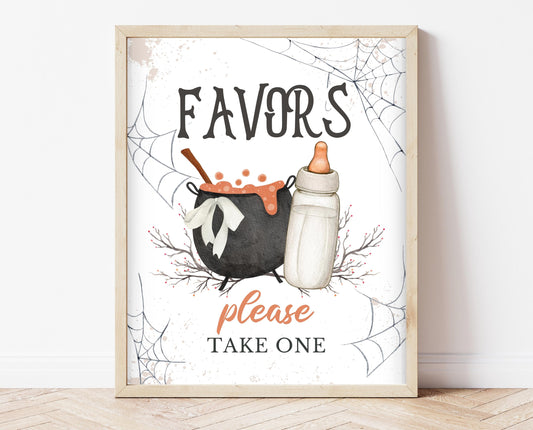 Favors Sign Halloween Baby Shower, Halloween Baby Shower Favors Sign, Printable Halloween Sign, A Baby Is Brewing Halloween, HBSC01