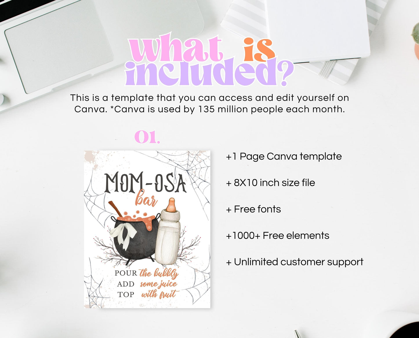 Mom-osa Sign Halloween Baby Shower, Halloween Baby Shower Mimosa Sign, Printable Halloween Sign, A Baby Is Brewing Halloween, HBSC01