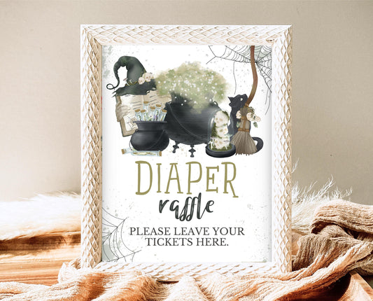 Diaper Raffle Sign Halloween Baby Shower, Baby Shower Game Sign, Printable Halloween Sign, A Baby Is Brewing Halloween Baby Shower, HBSC05