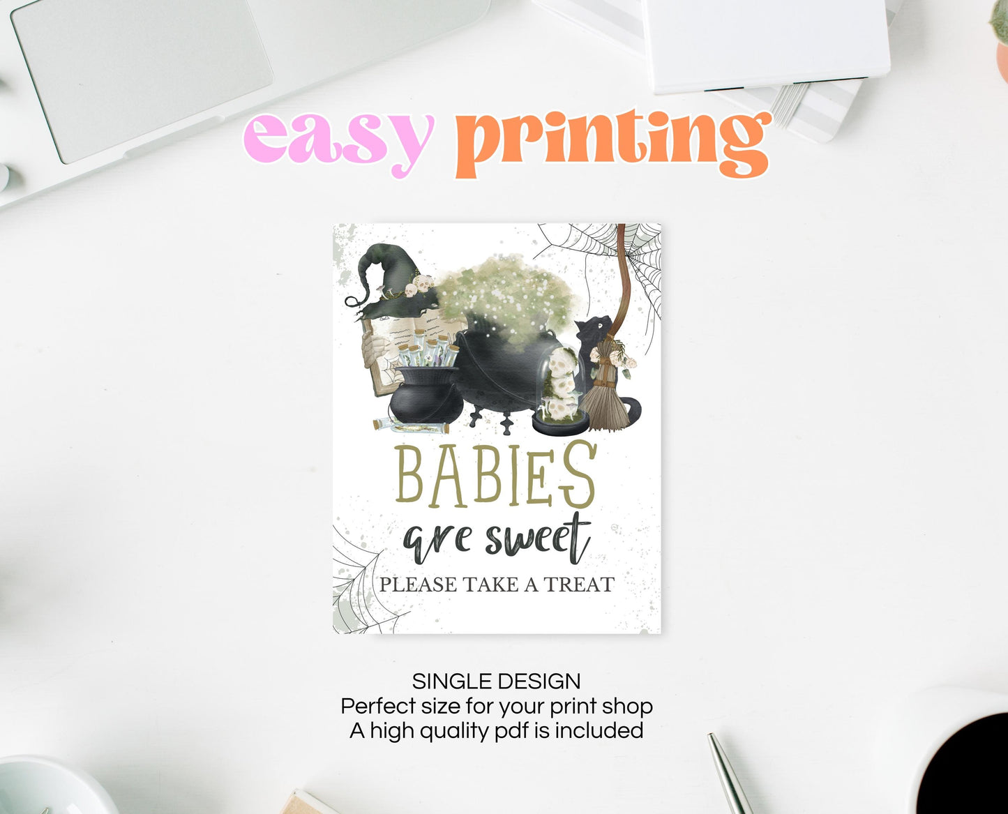 Babies Are Sweet Sign Halloween Baby Shower, Halloween Baby Shower Sign, Printable Halloween Sign, A Baby Is Brewing Baby Shower, HBSC05