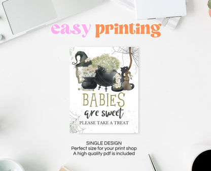 Babies Are Sweet Sign Halloween Baby Shower, Halloween Baby Shower Sign, Printable Halloween Sign, A Baby Is Brewing Baby Shower, HBSC05