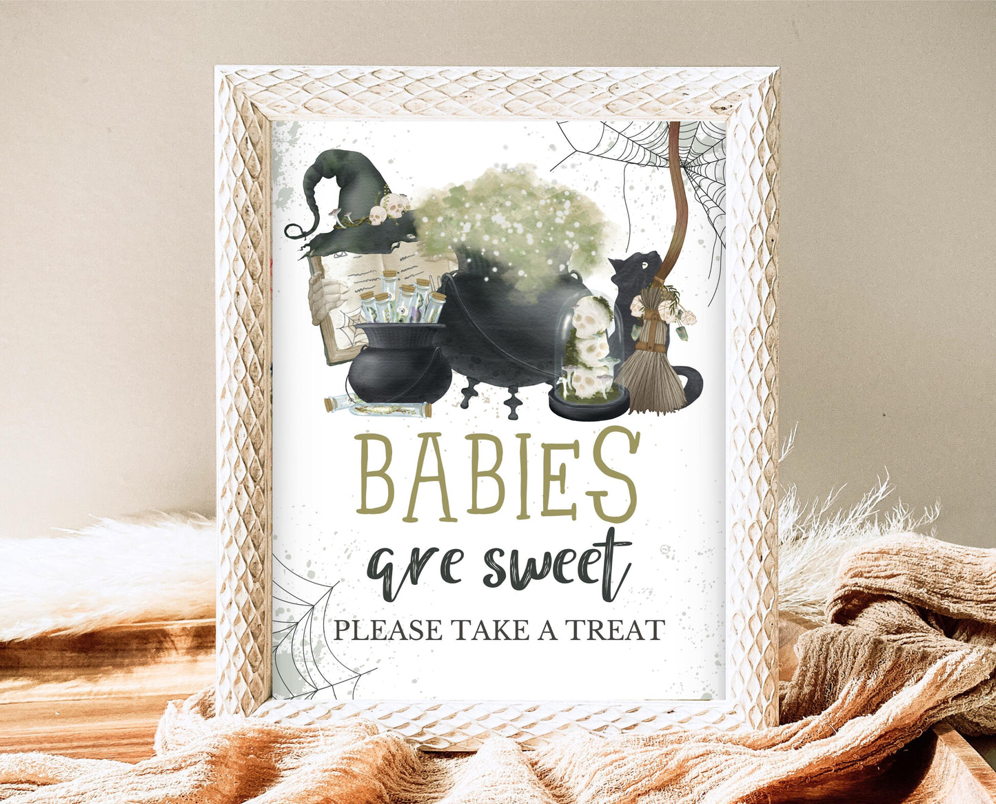 Babies Are Sweet Sign Halloween Baby Shower, Halloween Baby Shower Sign, Printable Halloween Sign, A Baby Is Brewing Baby Shower, HBSC05