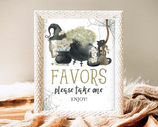 Favors Sign Halloween Baby Shower, Boy Halloween Baby Shower Sign, Printable Halloween Sign, A Baby Is Brewing Halloween Baby Shower, HBSC05