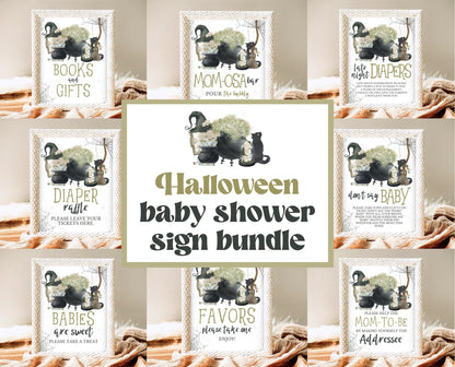 Editable A Baby Is Brewing Halloween Baby Shower Sign Bundle, Halloween Baby Shower Sign Set, Printable Halloween Sign, Halloween, HBSC05