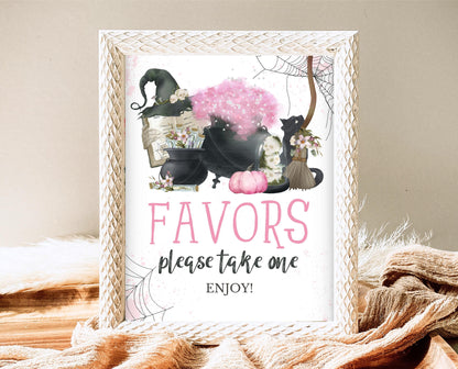 Favors Sign Halloween Baby Shower, Boy Halloween Baby Shower Sign, Printable Halloween Sign, A Baby Is Brewing Halloween Baby Shower, HBSC06