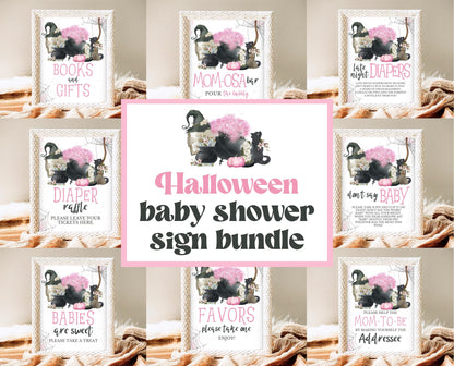 Editable A Baby Is Brewing Halloween Baby Shower Sign Bundle, Halloween Baby Shower Sign Set, Printable Halloween Sign, Halloween, HBSC06