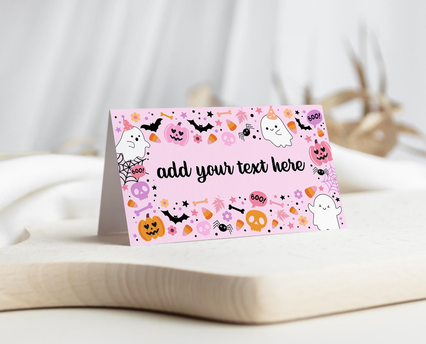 Editable A Little Boo Is Almost Due Baby Shower Food Label, Pink Girl Baby Shower Tent Cards, Halloween Baby Shower Food Cards, HBSC07