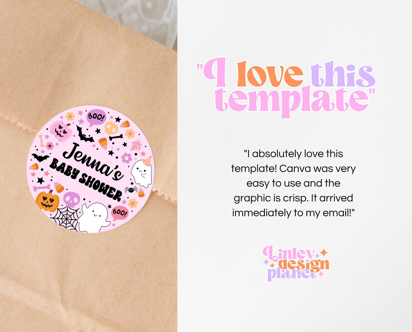 Editable A Little Boo Is Almost Due Baby Shower Cupcake Toppers, Pink Girl Baby Shower Cake Topper, Halloween Baby Shower Stickers, HBSC07