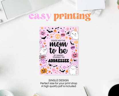 Envelope Station Sign Halloween Baby Shower, Baby Shower Addressee Sign, Printable Halloween Sign, A Little Boo Is almost Due Sign, HBSC07