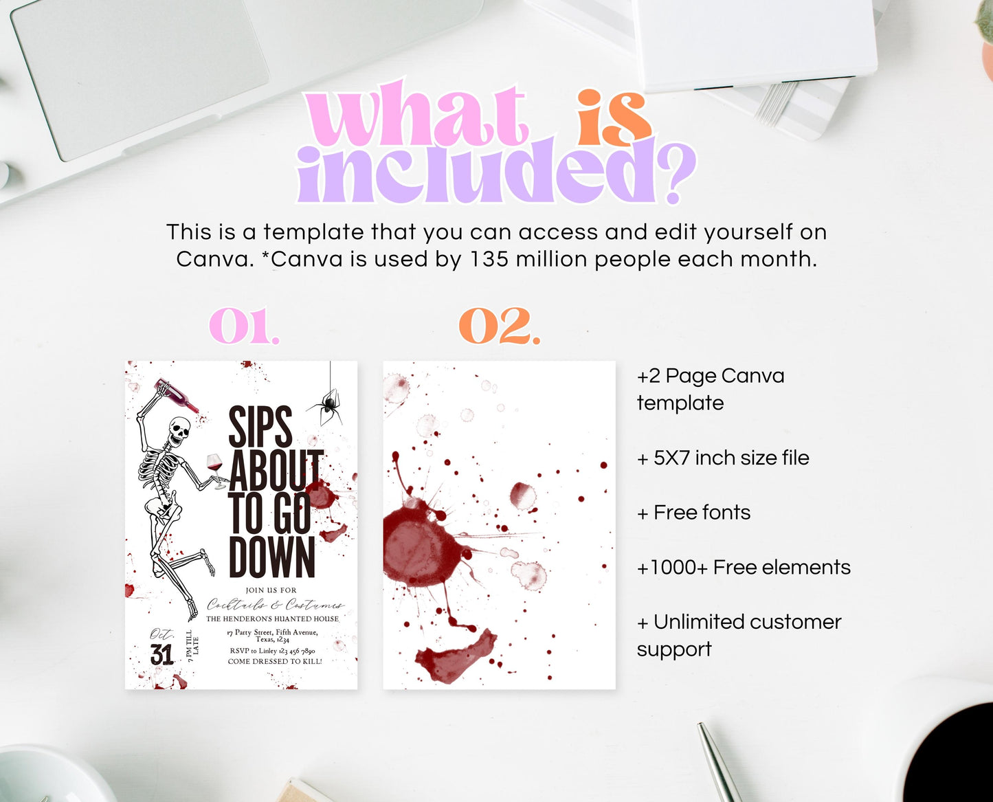 Editable Halloween Wine Invitation, Halloween Costume Party Invite, Halloween Birthday Invite, Skull Invitation, Cocktail Halloween Invite