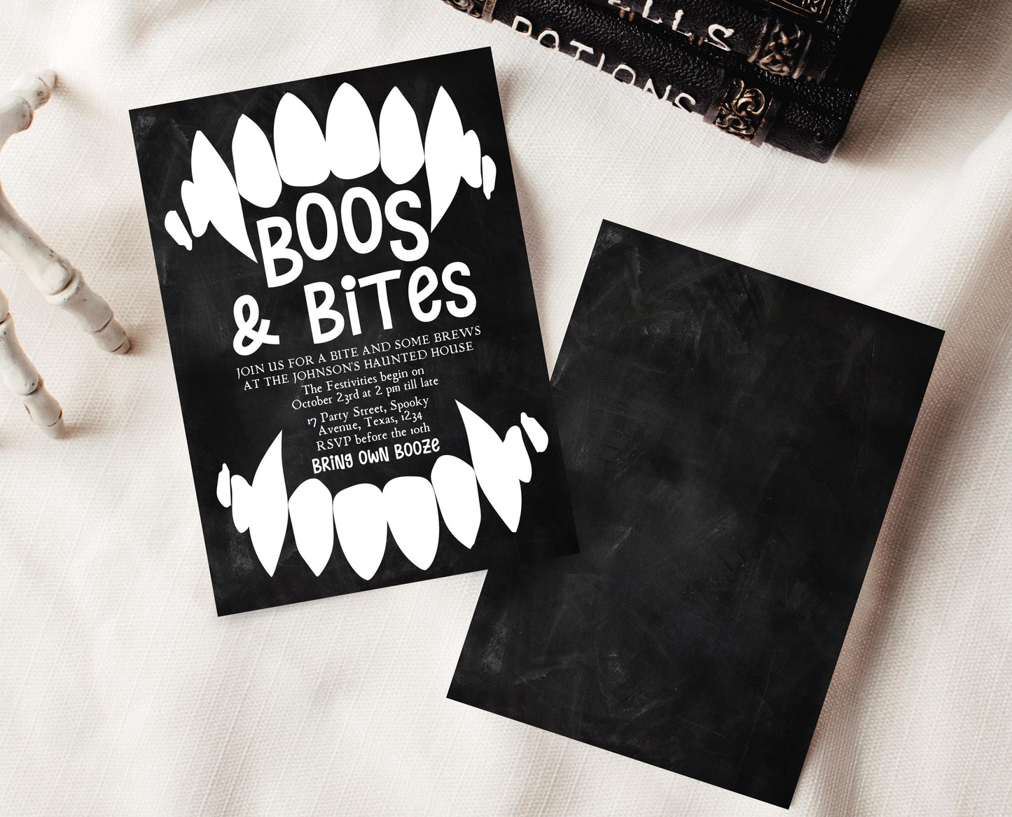 Editable Halloween Costume Party Invitation, Halloween Booze Party Invite, Printable Vampire Invite, Boos And Bites Invitation